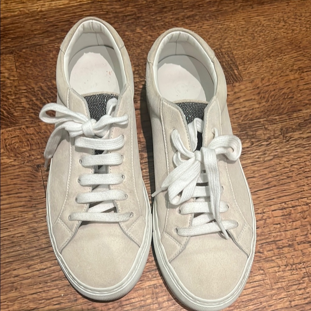 Brunello Cucinelli White Suede Sneakers